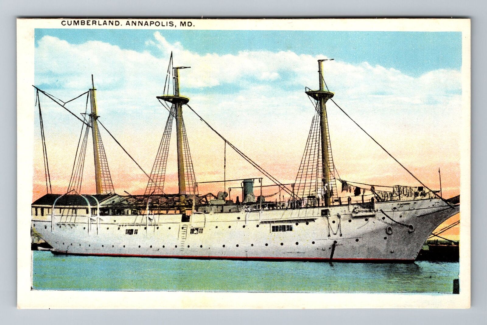 Annapolis MD-Maryland, Cumberland, Ship Vintage Souvenir Postcard