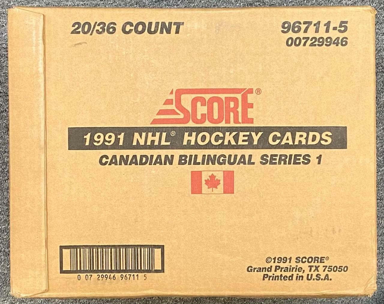 1991 SCORE SERIES 1 NHL BILINGUAL HOCKEY FACTORY SEALED **20 BOX CASE**