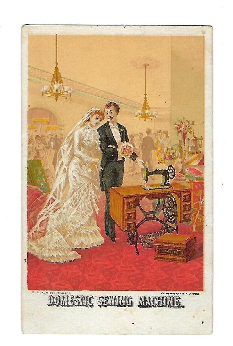 c1890 Trade Card W.J. Morgan & Co. Domestic Sewing Machine \