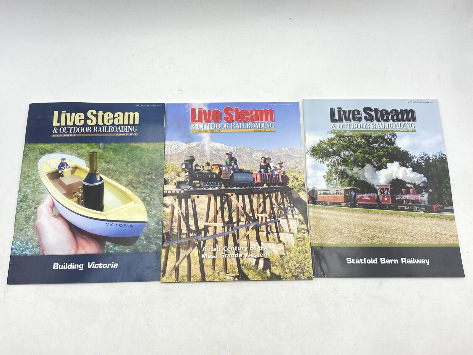 LIVE STEAM and OUTDOOR RAILROADING -3 Issues-Aug.2016, Dec 2012 &June 2016