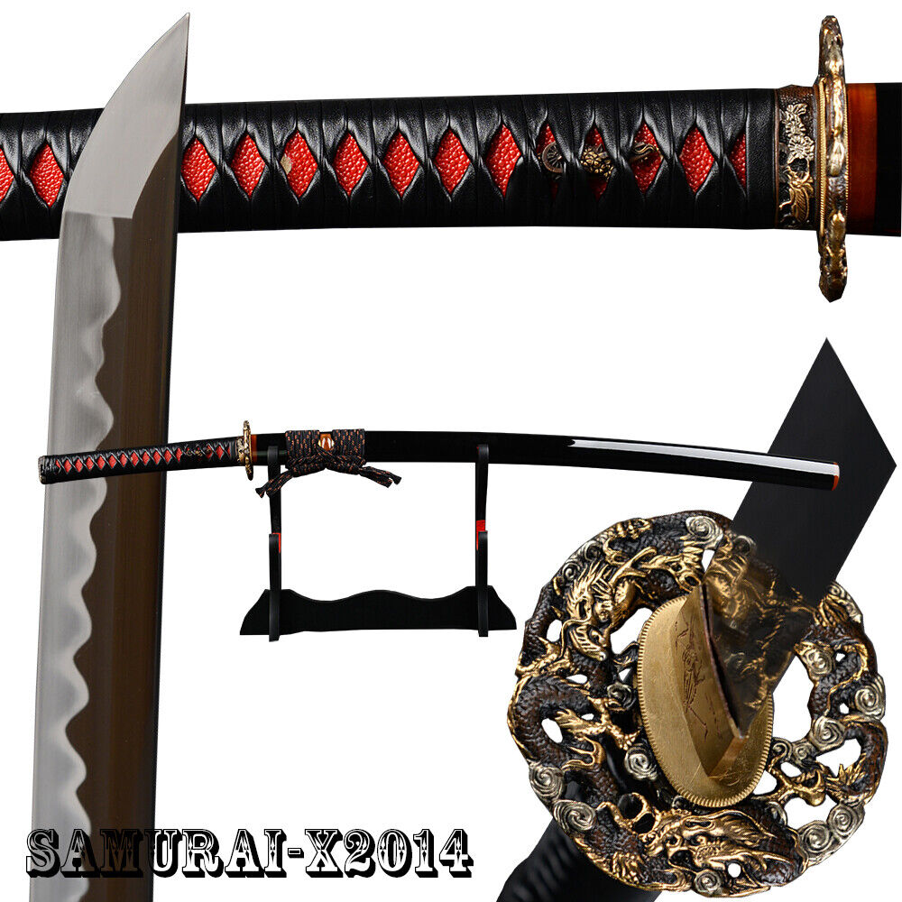 1095 Japanese carbon steel samurai katana sword clay tempered high-end fittings 