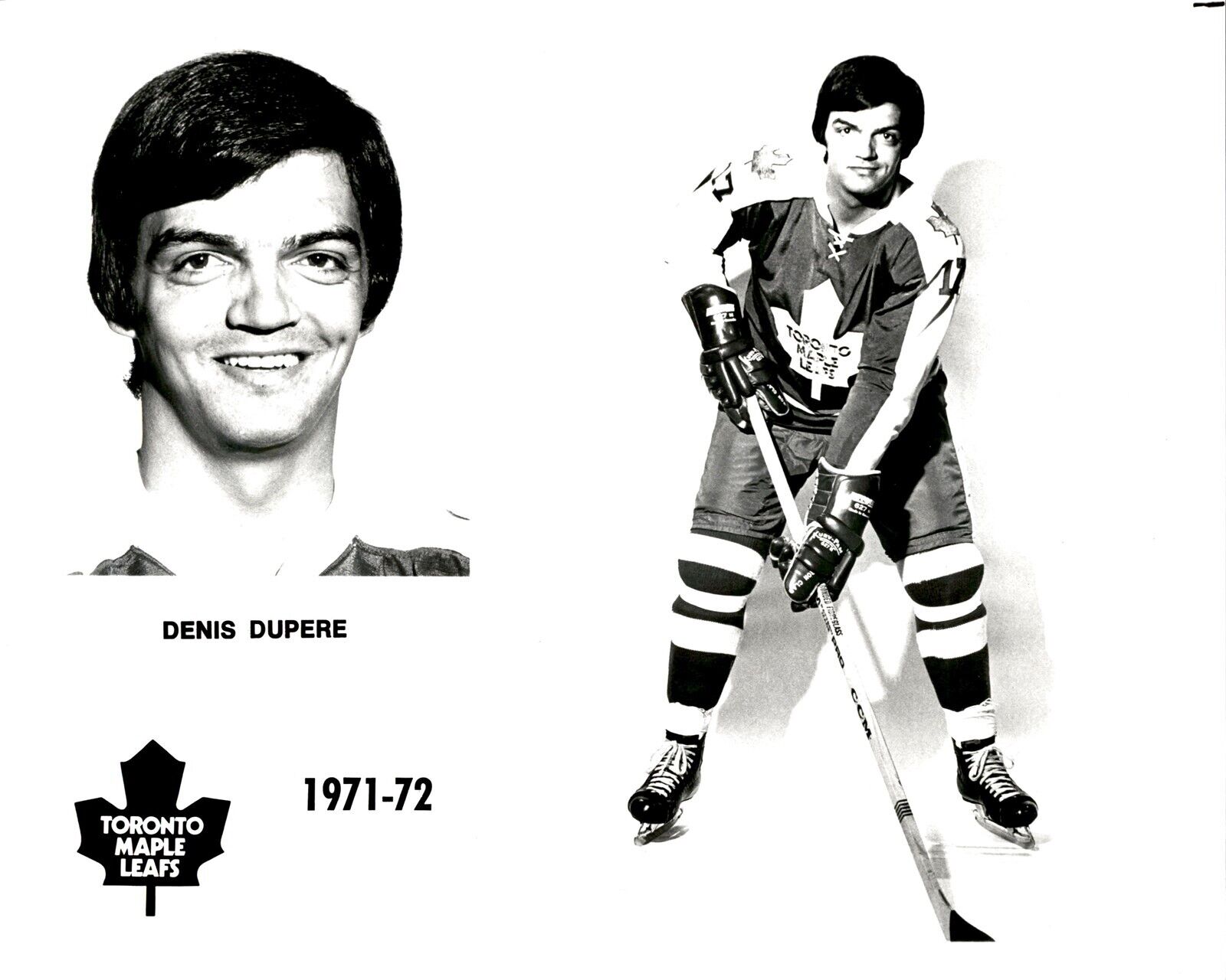 PF17 Orig Photo DENIS DUPERE 1971-72 TORONTO MAPLE LEAFS NHL HOCKEY LEFT WING