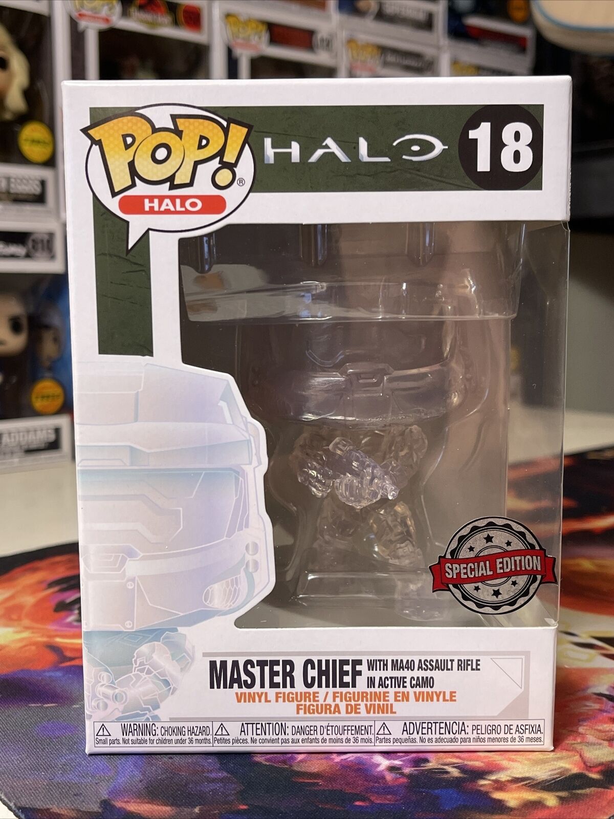 Funko Pop Halo Master Chief with MA40 Assault Rifle Active Camo Clear #18 SE