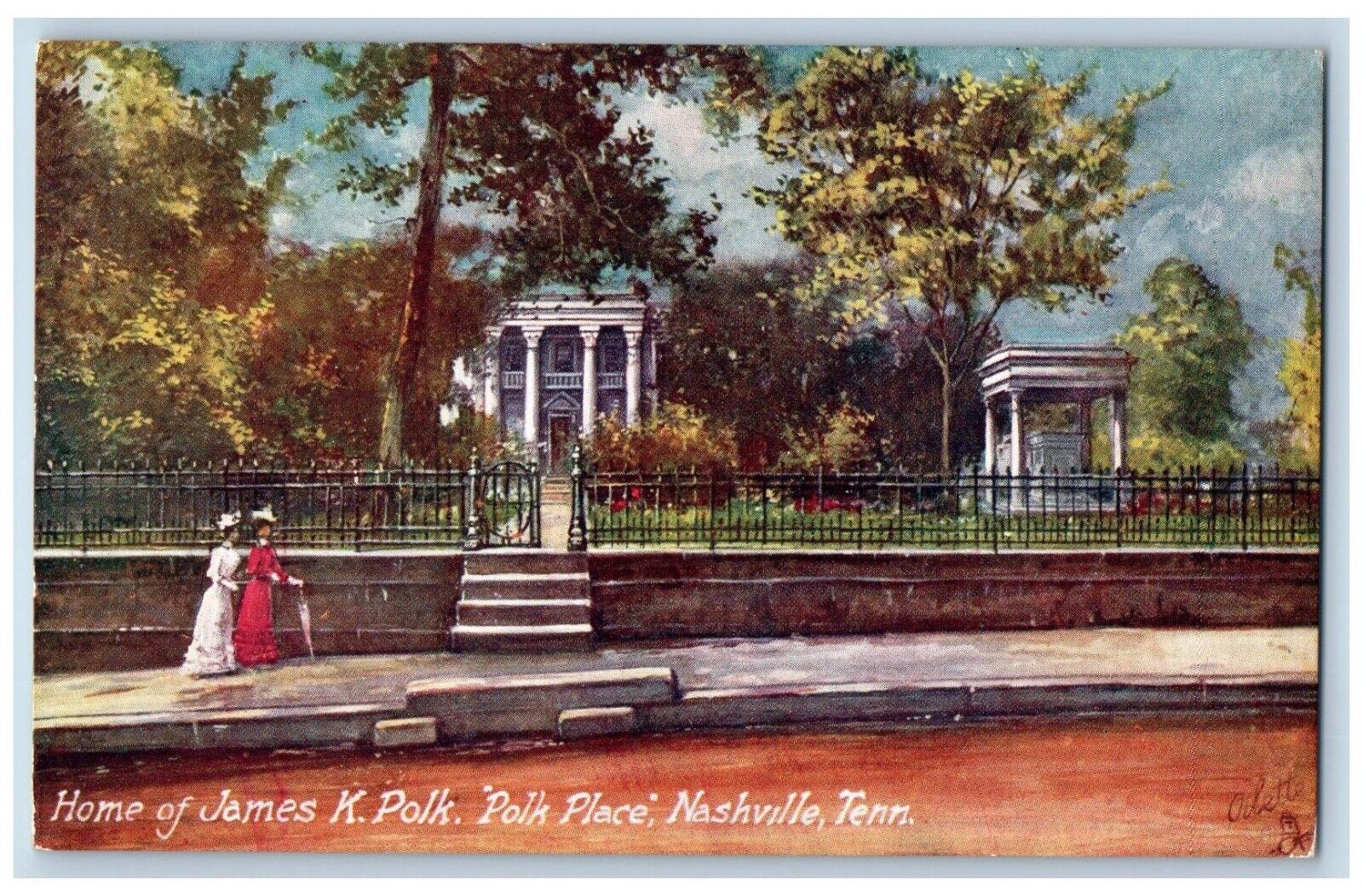 Nashville Tennessee Postcard Home James Polk Place Tuck Sons Road c1910 Vintage