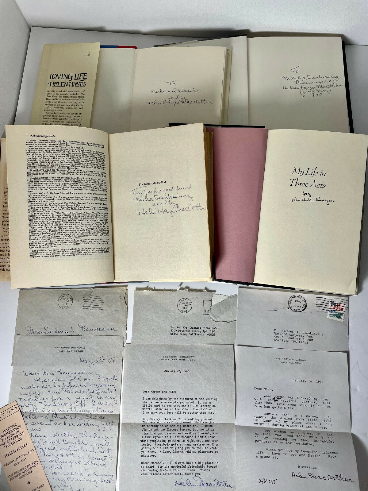 3 Helen Hayes MacArthur Autographed Letters 1968 1991 + 4 Signed Inscribed Books