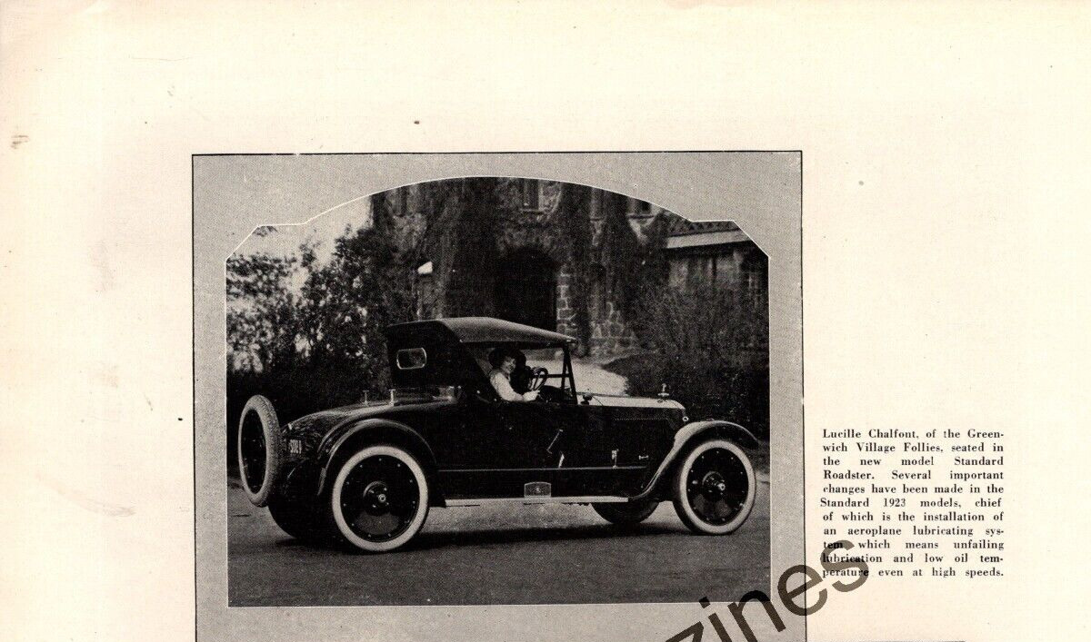 1923 Lucille Chalfont and her Standard Roadster from Theatre Magazine -Very Rare