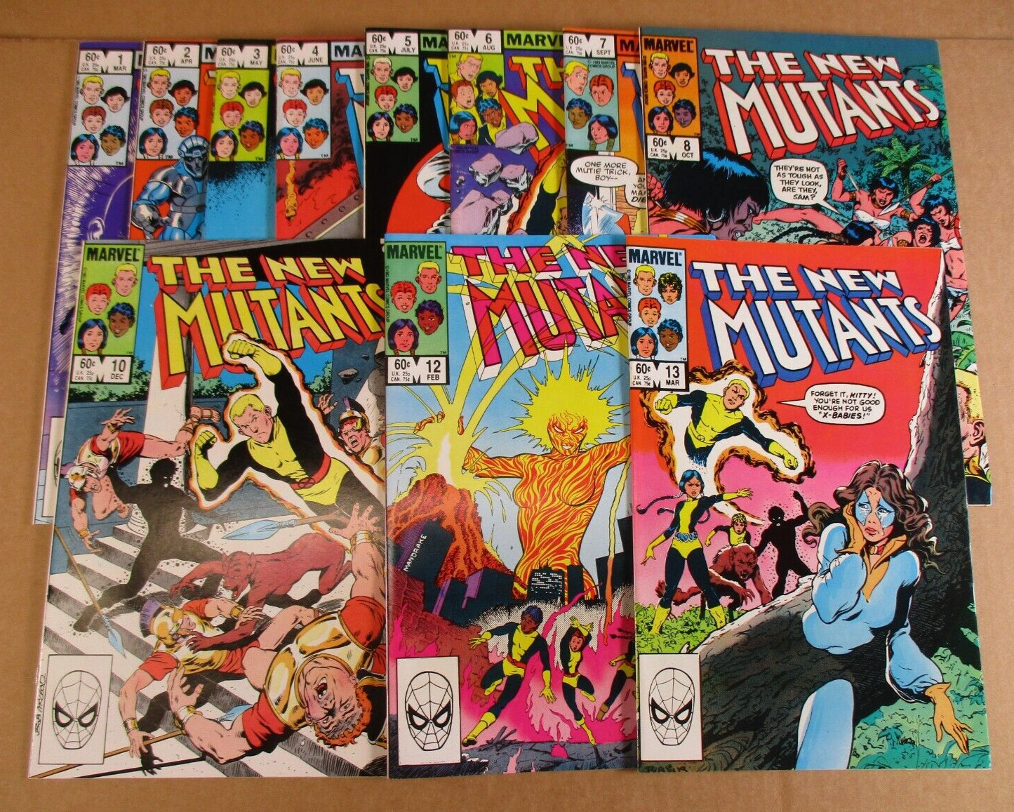 The  New Mutants # 1 -10 12 13  Marvel Comics 1983 Origin of Karma High Grade