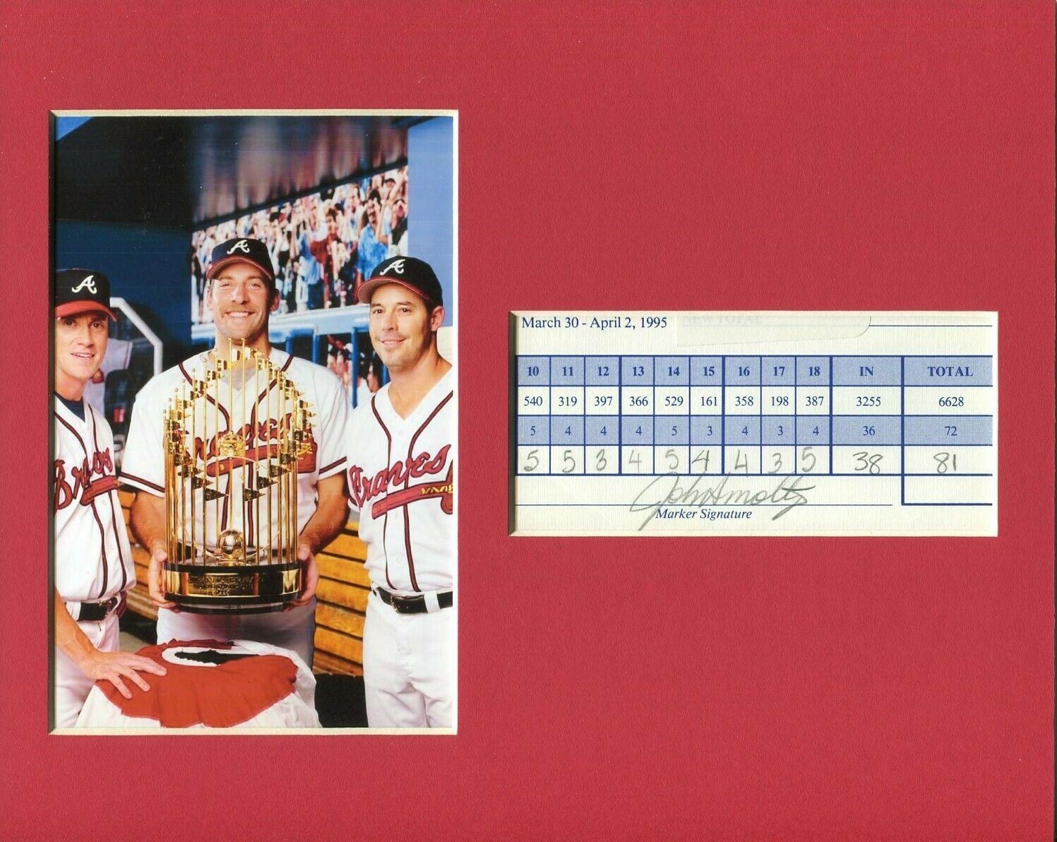 John Smoltz Atlanta Braves 1995 World Series HOF Signed Autograph Photo Display