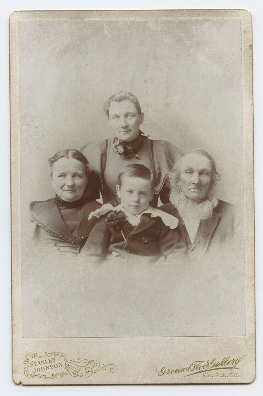 Antique Cabinet Card Family Photograph By Stanley Johnson Waupun WIS