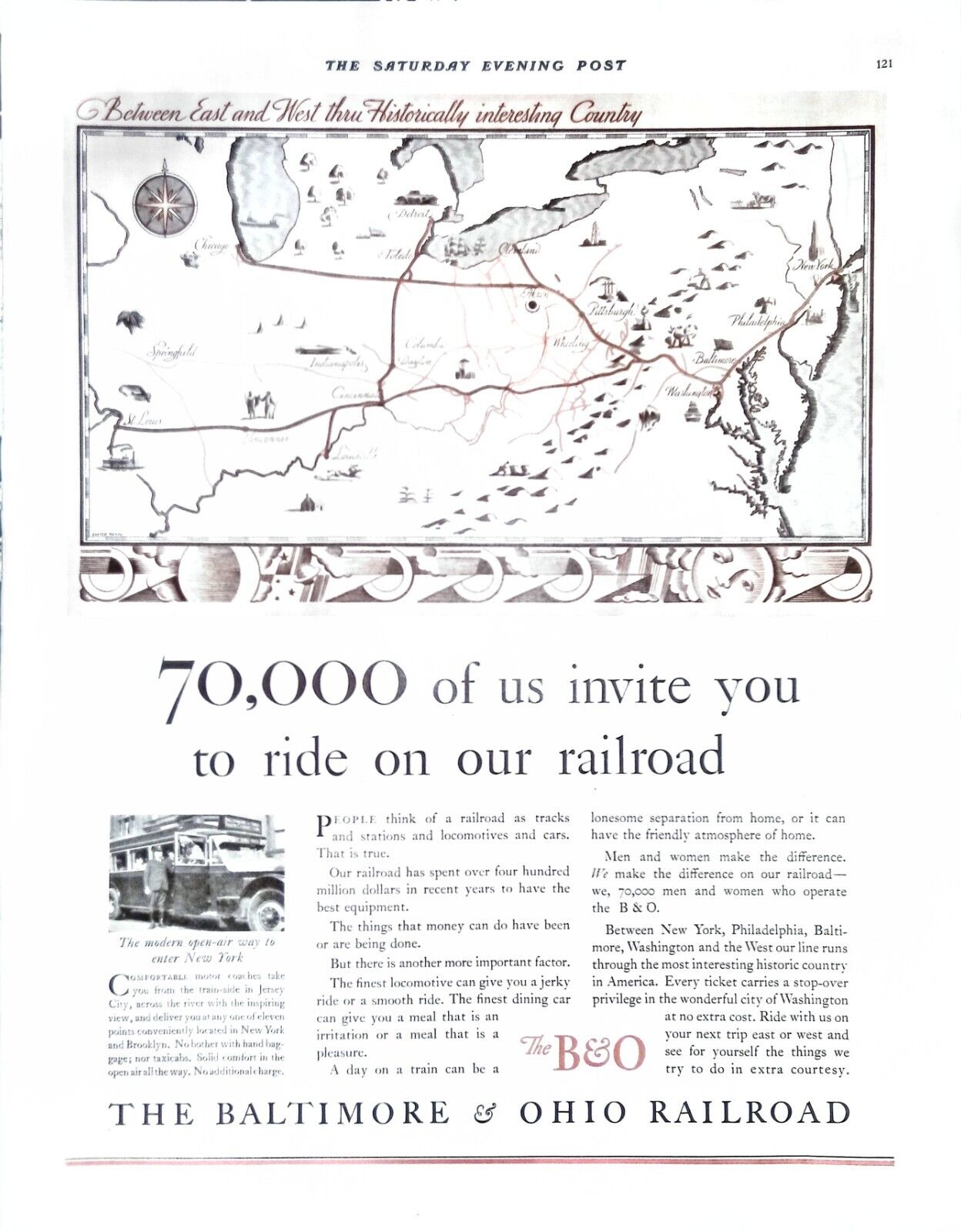 Vintage Magazine Ad Ephemera - B & O Railroad