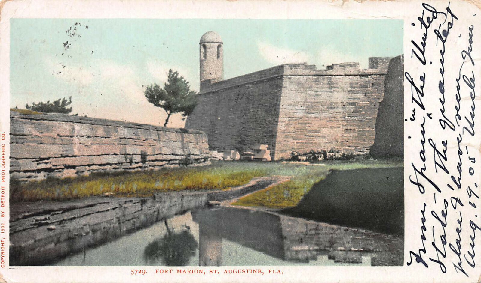 Fort Marion, St. Augustine, FL,  Postcard, Used in 1905, Detroit Photographic 