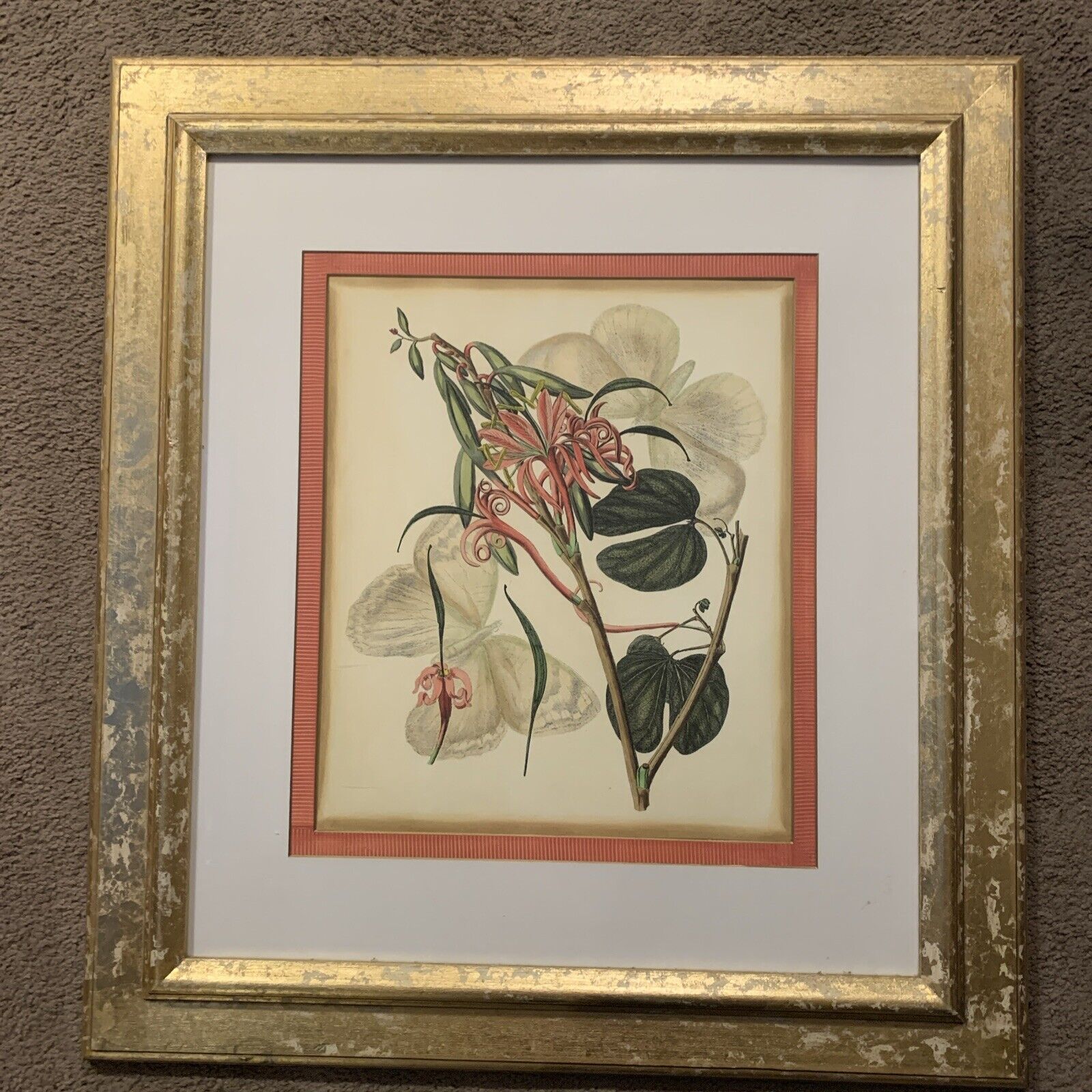 Heavy Picture Frame 29 1/2 X 32” Floral Fantasia III wood Frame