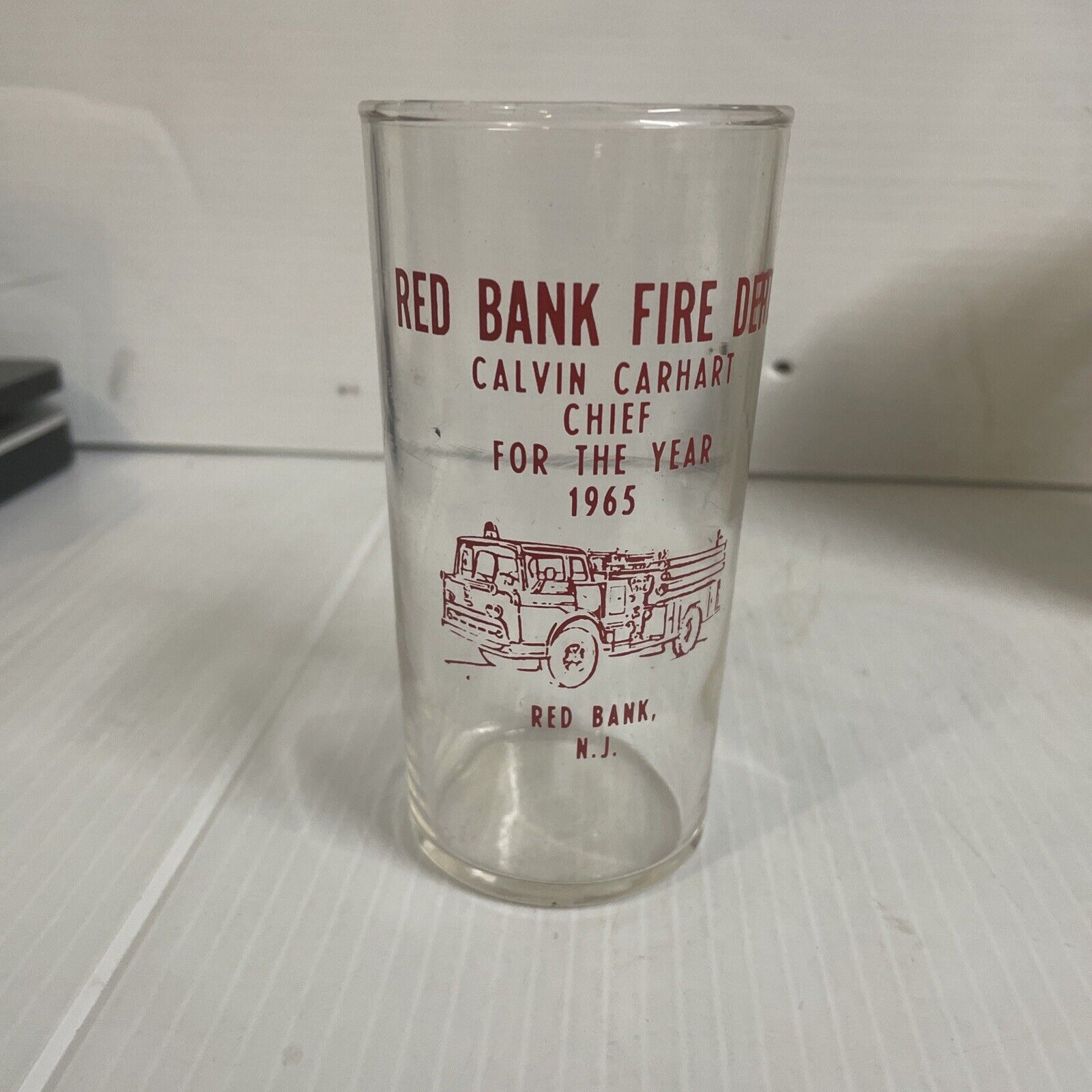 Red Bank Nj 1965 Calvin Carhart Chief Glass Cup Vintage
