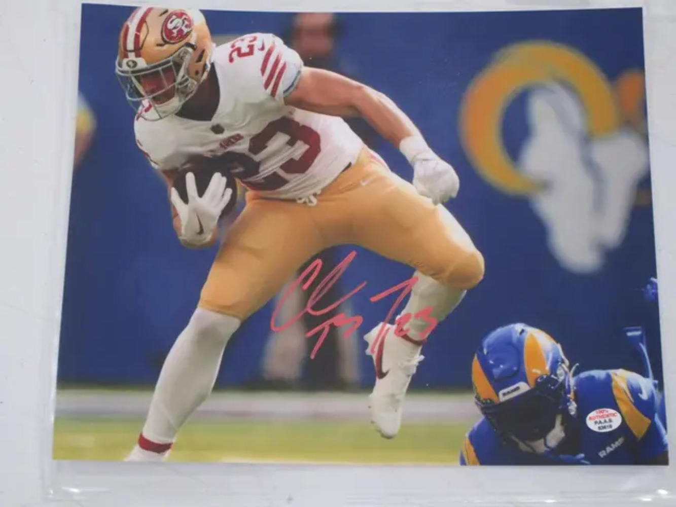 Christian McCaffrey of the San Francisco 49ers signed autographed 8x10 photo PAA