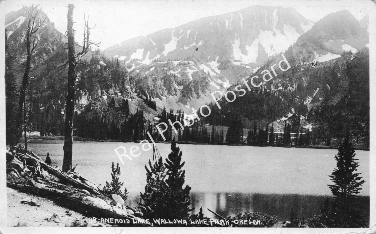 RPPC Beautiful Mountain View at Aneroid Lake Wallowa Lake Park Oregon Postcard