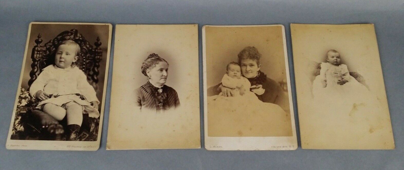 4 Vintage Portrait Photographs Cabinet Woman Baby Child Some NEW YORK City