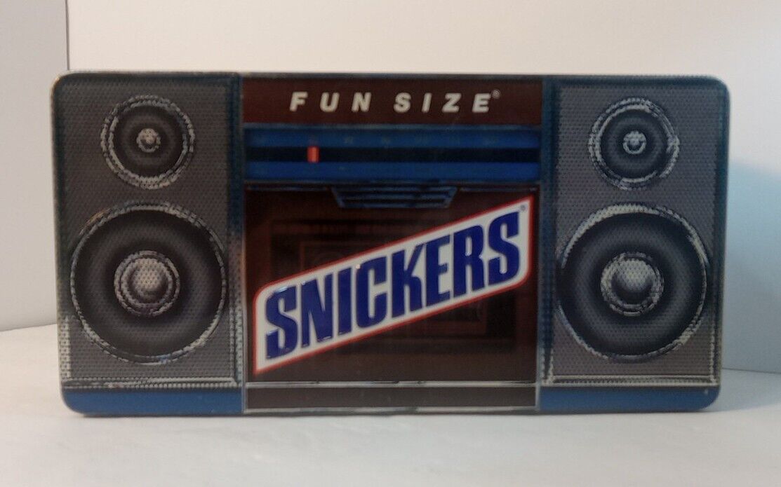 Vintage 1989 SNICKERS Candy Snack Bars Collectible Radio Boom Box Tin Container