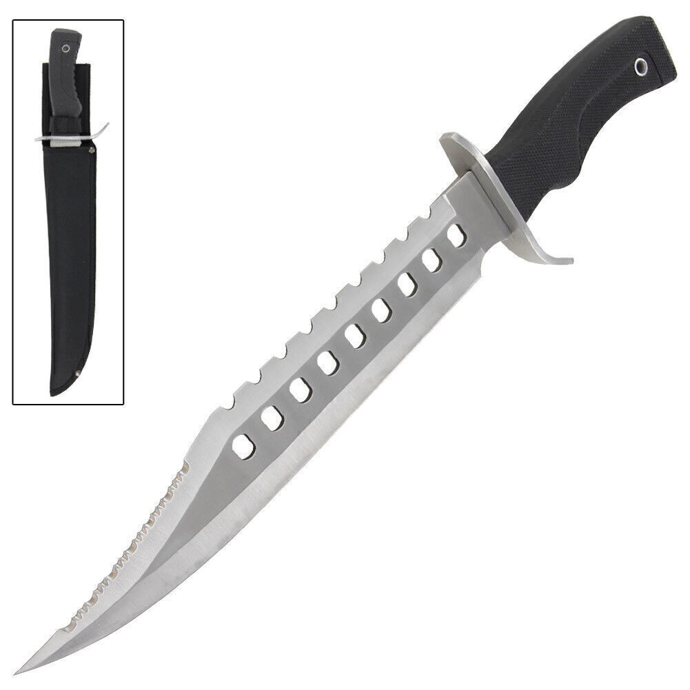 Outdoor Survivors Bowie Sawback Military Wilderness Camping Knife 17\' +Sheath