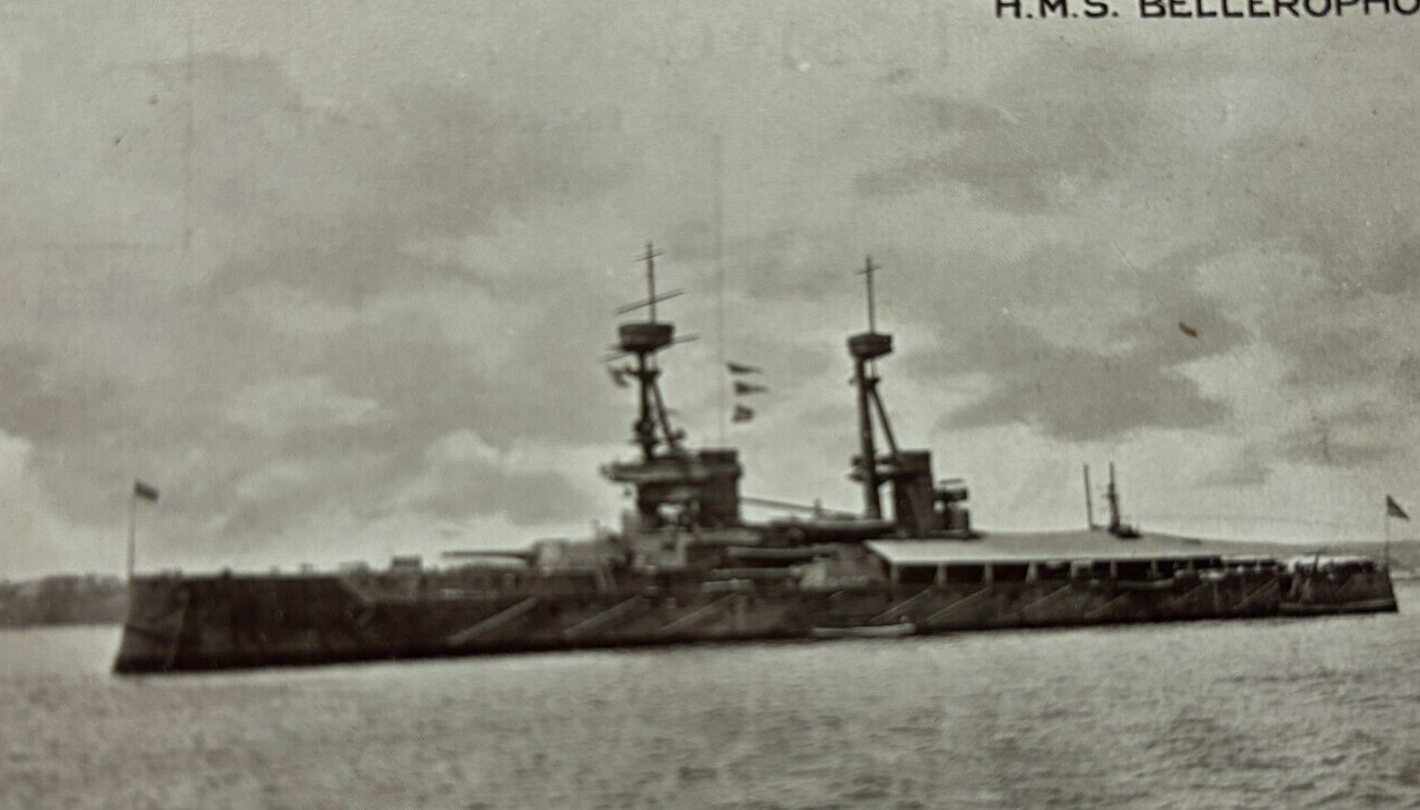 British Royal Navy HMS Bellerophon Dreadnought RPPC c.1910s WWI