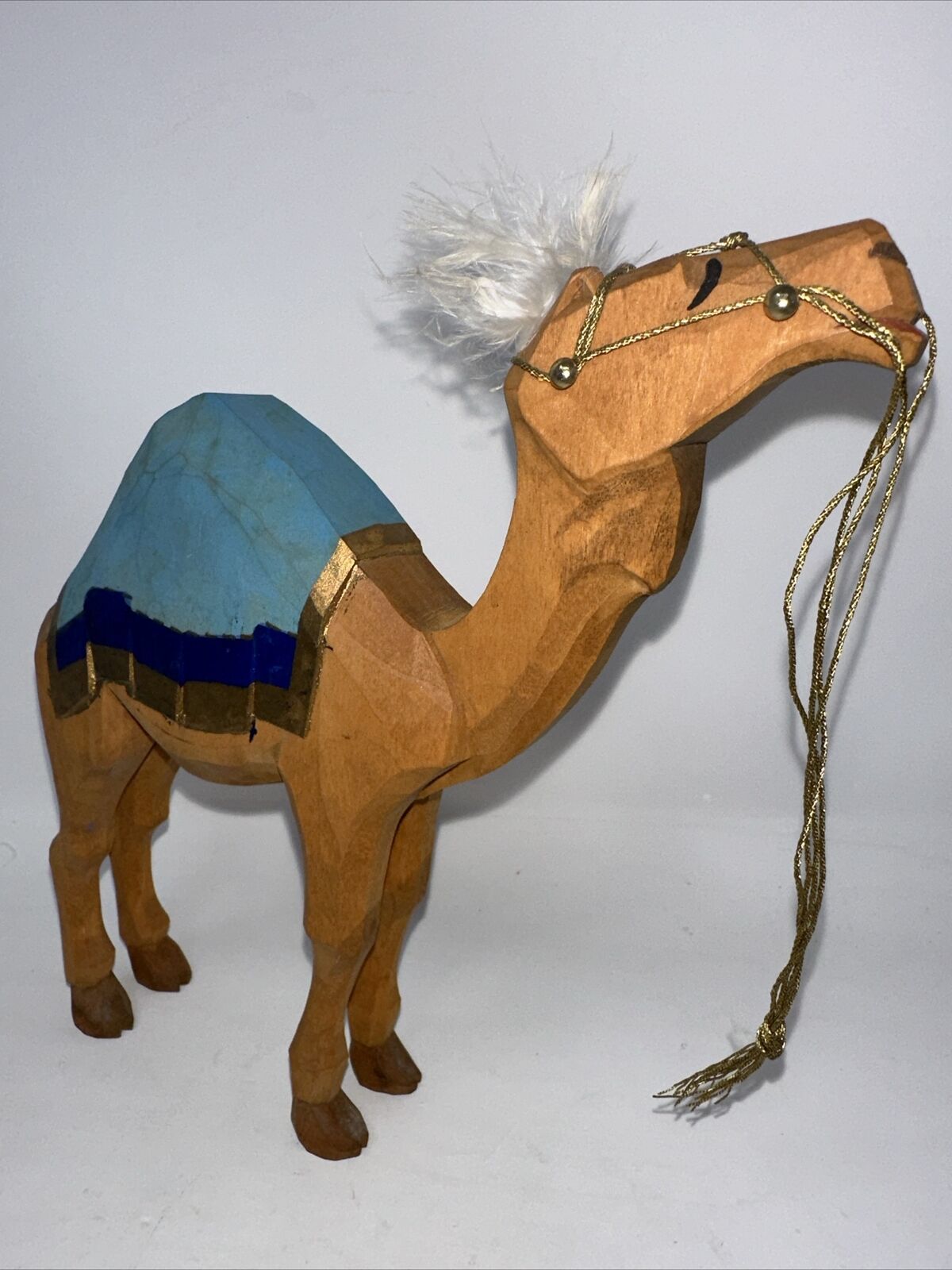 Vintage Lotte Sievers Hahn Germany Nativity Camel Feathers Blue Standing