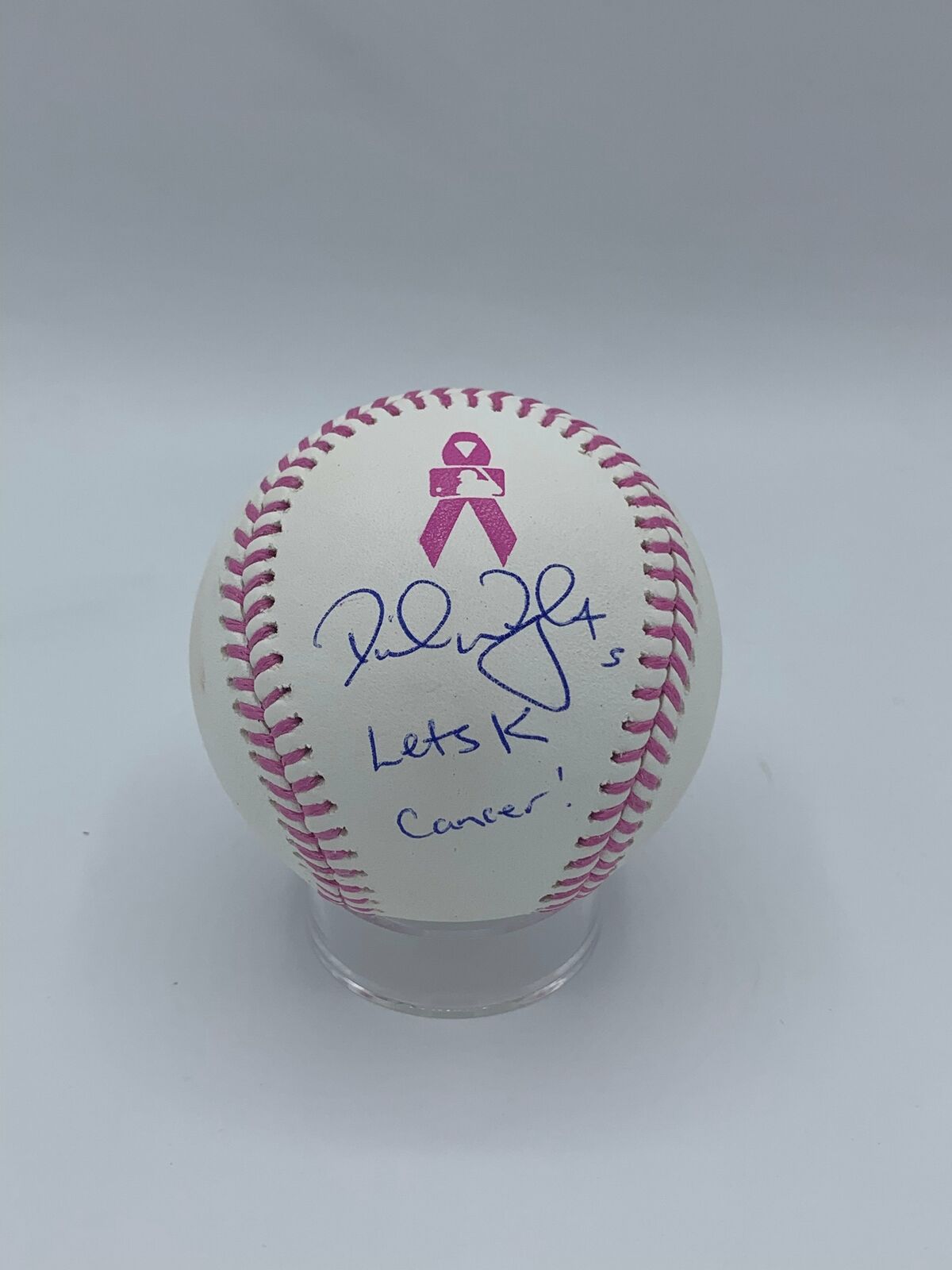 David Wright Autographed Mother\'s Day Baseball with Lets K Cancer Inscription (J