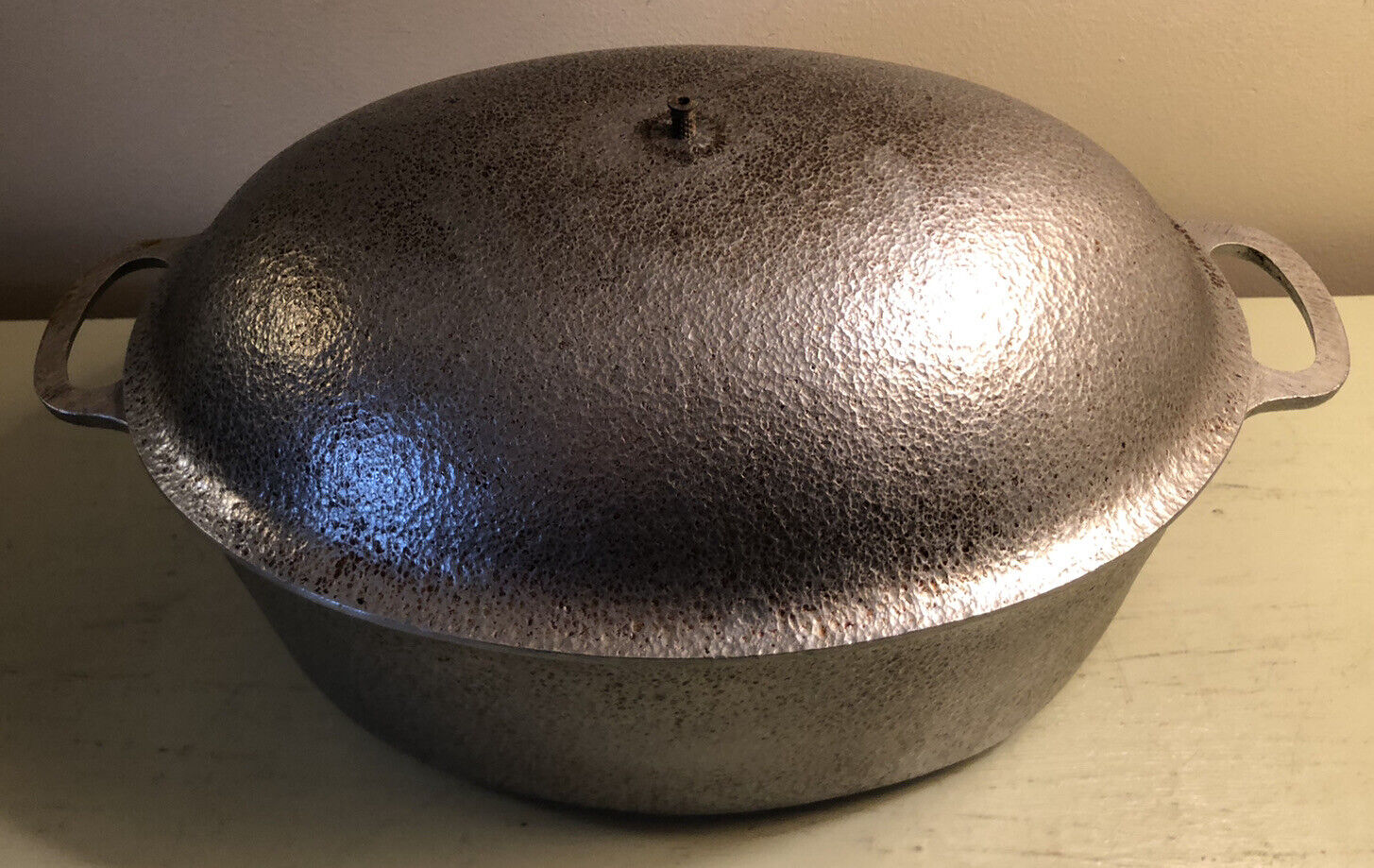 Vintage Hammered Club Aluminum Hammercraft 13” Oval Dutch Oven Roaster with Lid