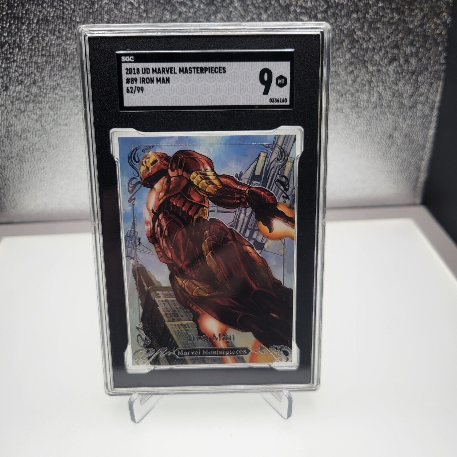 2018 UD Marvel Masterpieces Iron Man #89 Card SGC 9 62/99 Rare