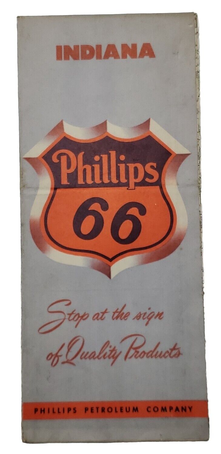 Road Map Indiana Phillips 66 1954 Whole USA On One Side 1954 Hoosier State