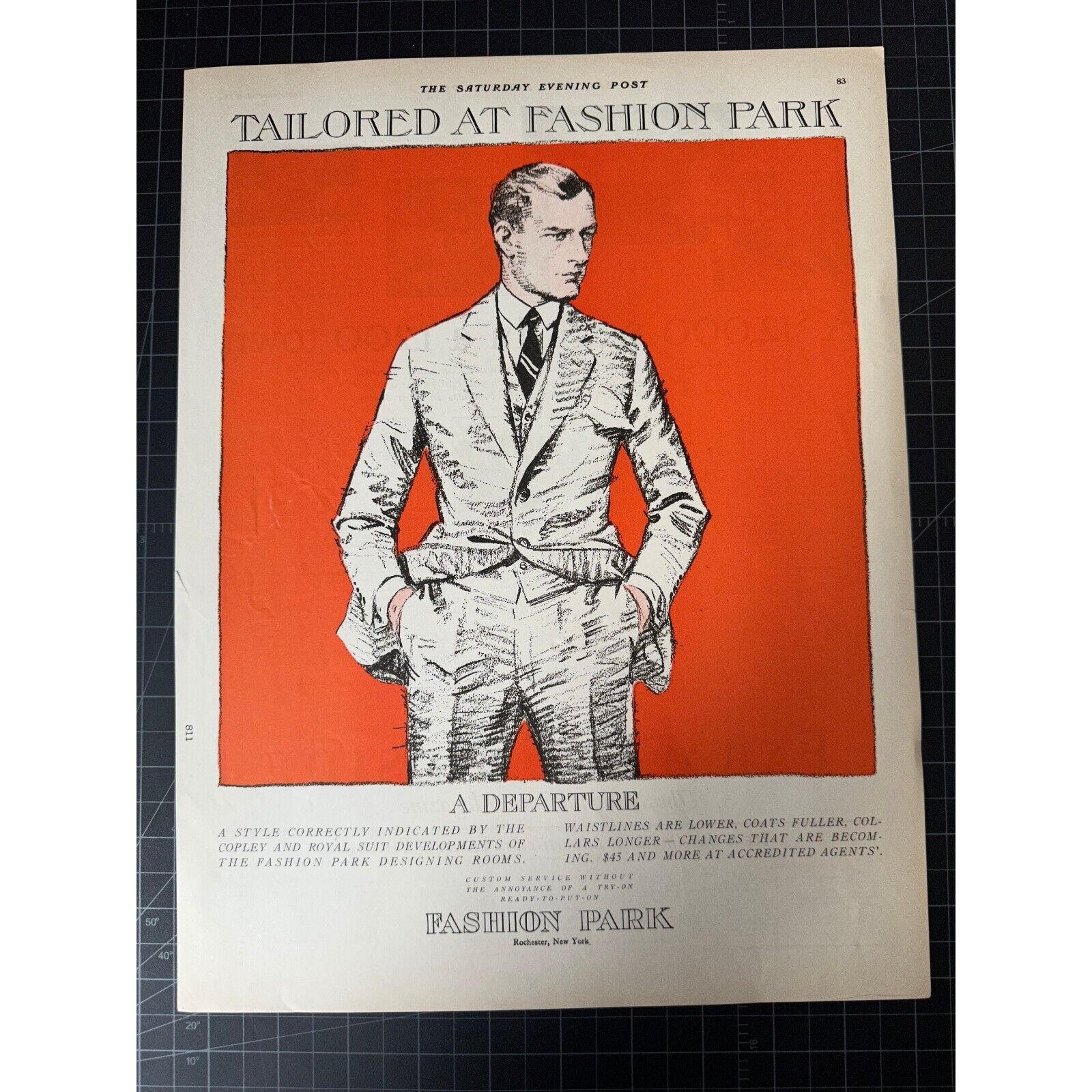 Vintage 1923 Fashion Park Clothing Print Ad