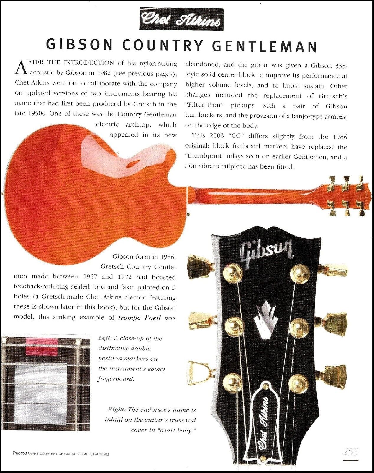 Gibson Chet Atkins Country Gentleman guitar 8.5 x 11 pin-up article