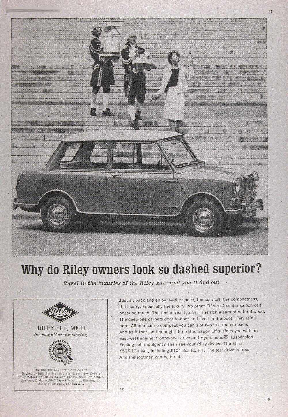 1966 RILEY ELF Genuine Vintage UK Ad ~ MSRP £ 596 ~ 