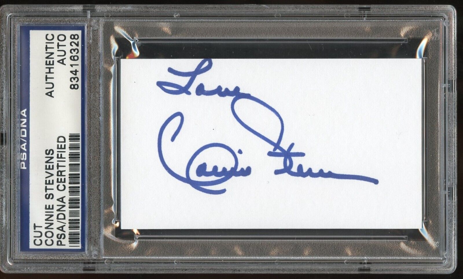 Connie Stevens signed autograph 2x3.5 cut American Actress and Singer PSA Slab