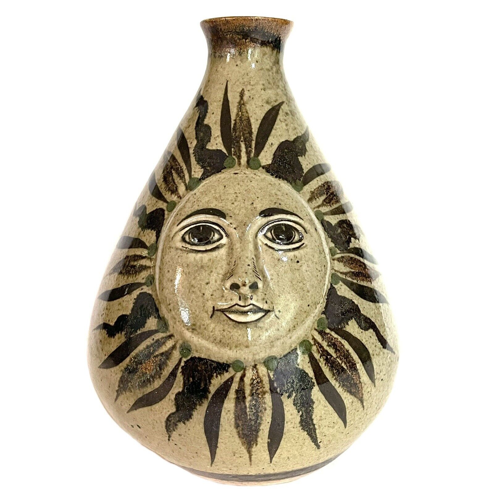 Vintage 1970s Carlos Villanueva Signed Mexican Pottery Bud Vase Folk Art Unique