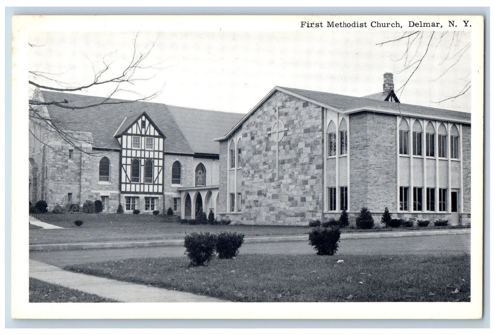 c1960s First Methodist Church Building Roadside Delmar New York Postcard