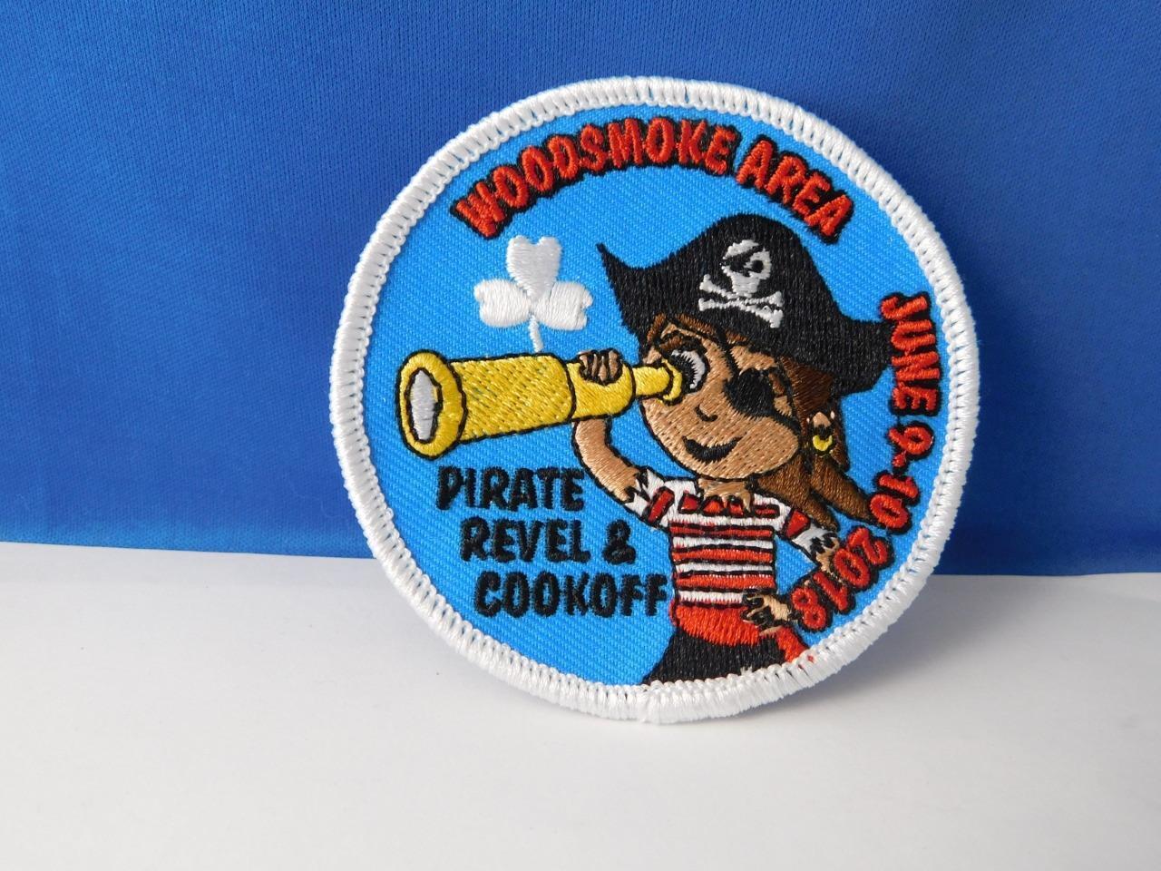 GIRL GUIDES CANADA PATCH WOOD SMOKE AREA PIRATE REVEL COOK OFF 2018 BADGE