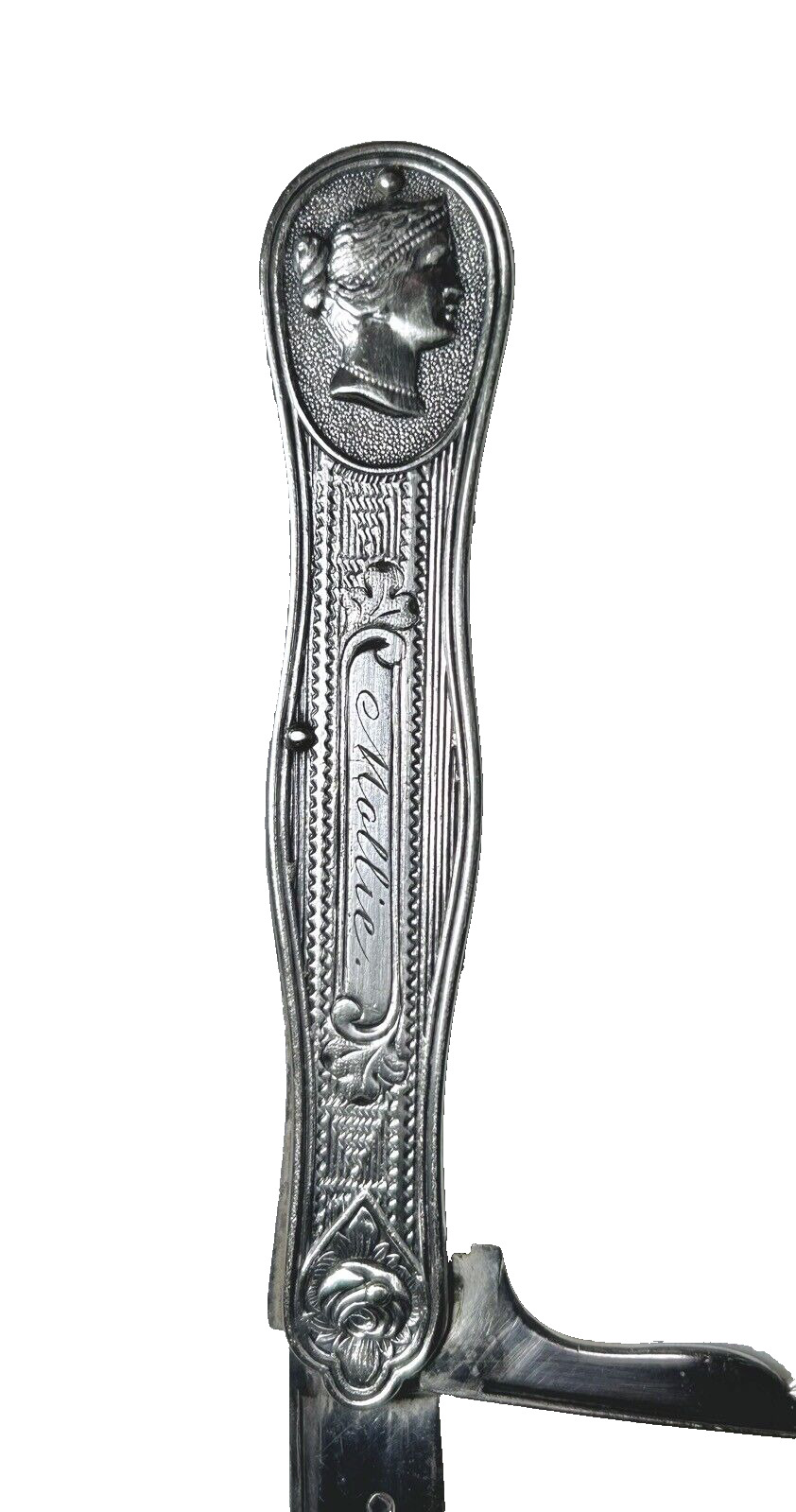 Antiqu Vict. 1870’s era Sterling Silver Fruit Pairing Folding Knife 3 1/4 Inches