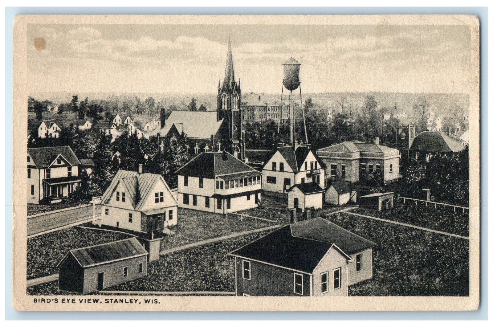 c1920\'s Bird\'s Eye View Of Residences In Stanley Wisconsin WI Unposted Postcard