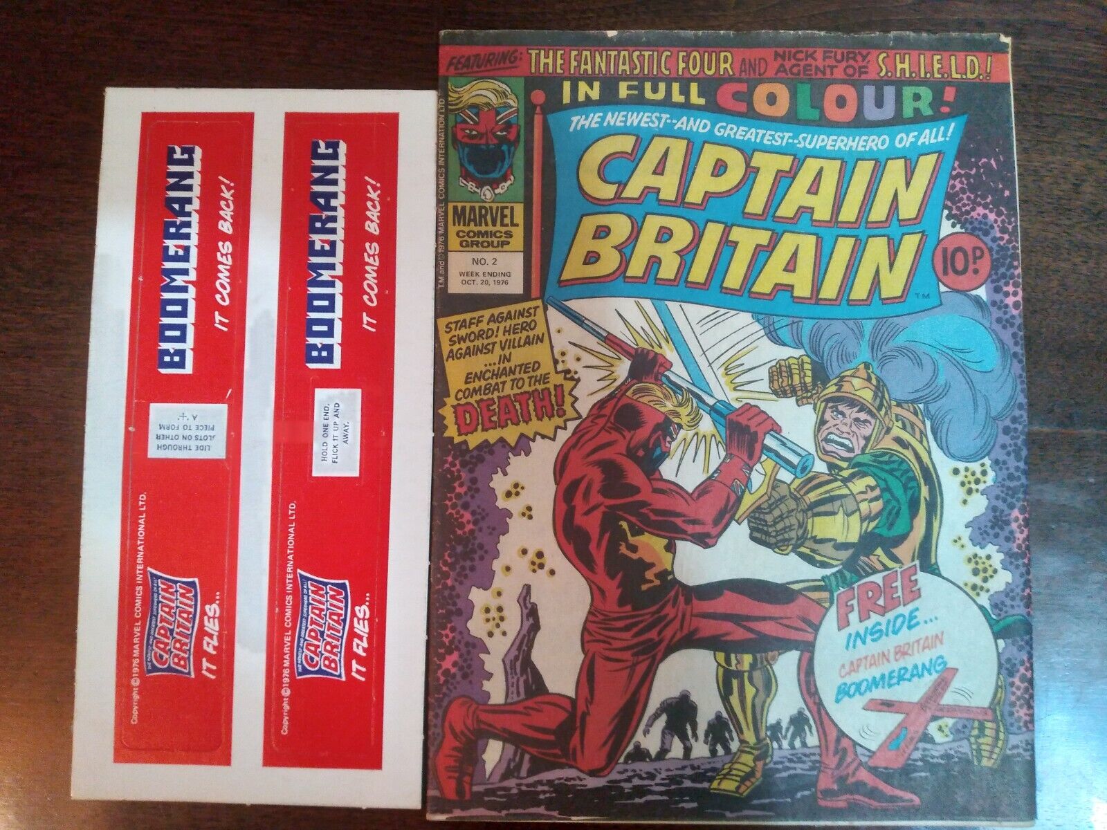 CAPTAIN BRITAIN # 2   FN    COMPLETE WITH CAPTAIN BRITAIN BOOMERANG   OCT 1976