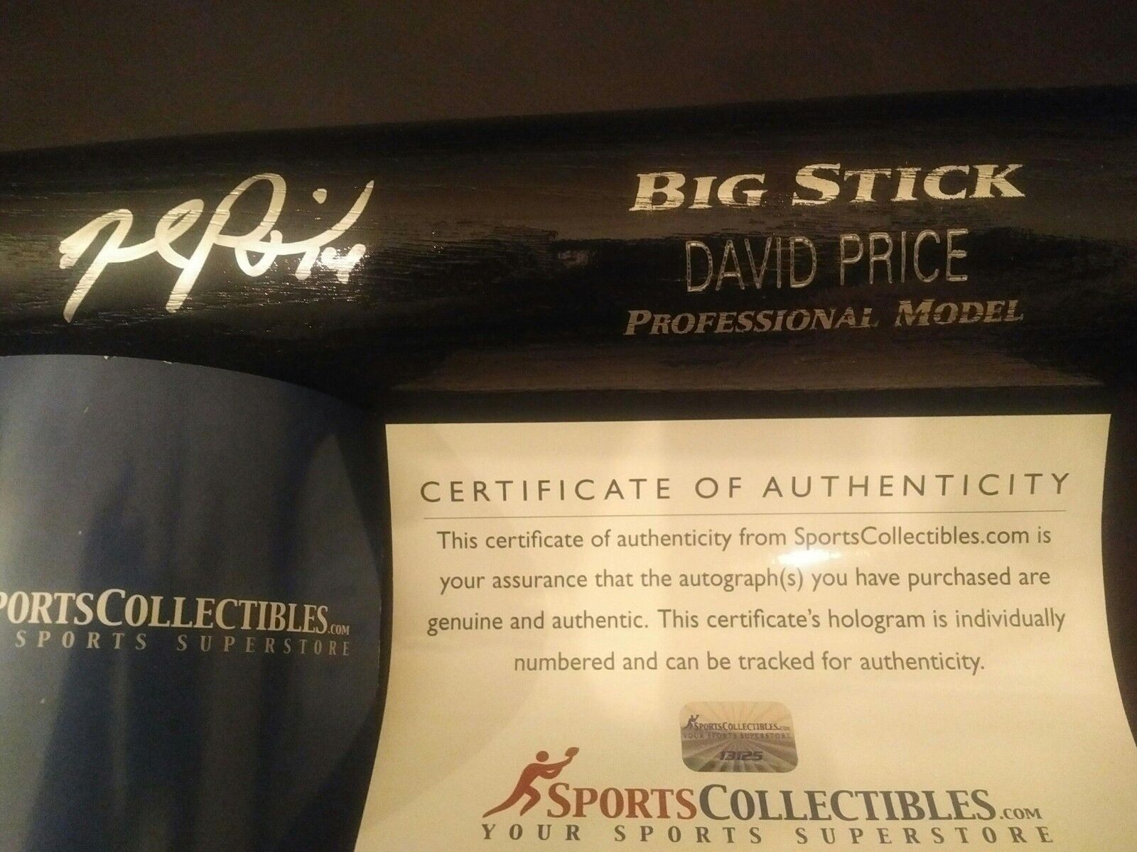 DAVID PRICE autographed/signed bat with COA-- Rawlings Big Stick-Gorgeous