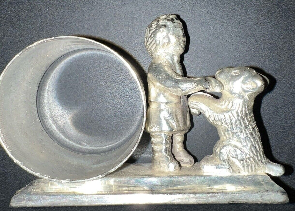 Vintage Collectible Napkin Ring Child With Dog