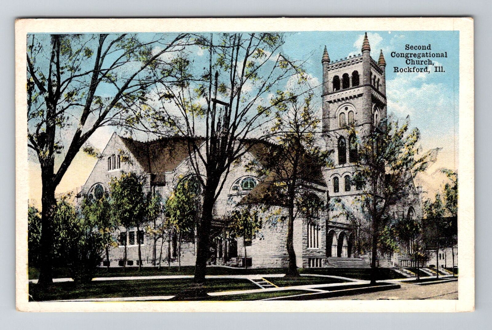Rockford, IL-Illinois, Second Congregational Church Antique, Vintage Postcard