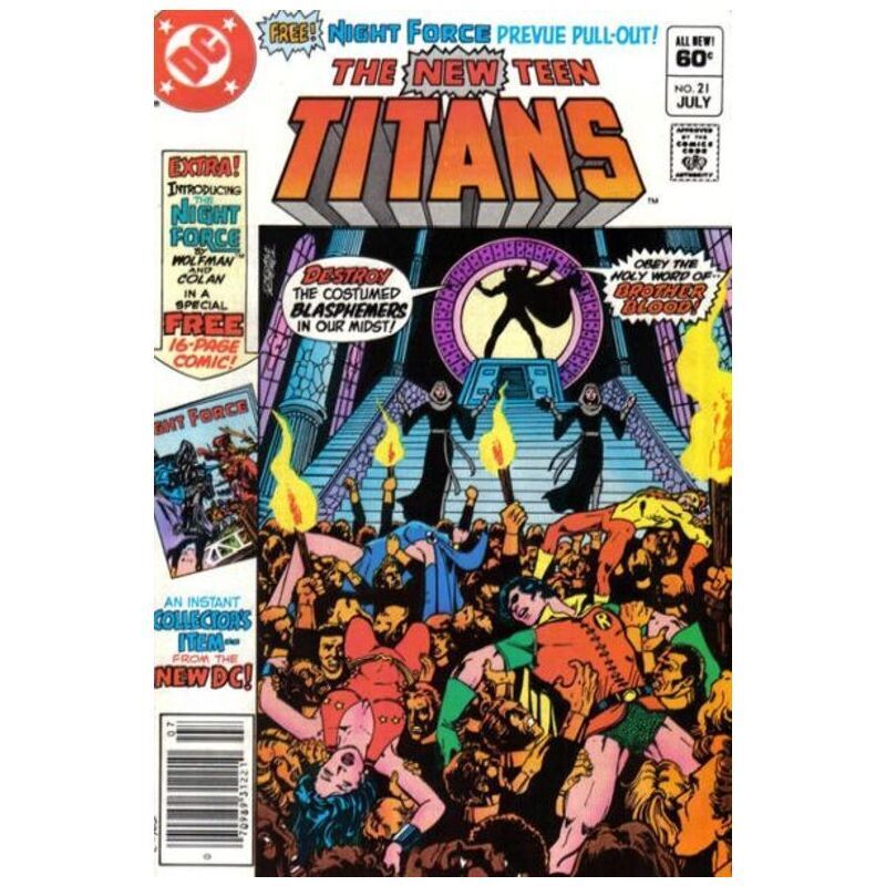New Teen Titans (1980 series) #21 Newsstand in VF minus condition. DC comics [a`