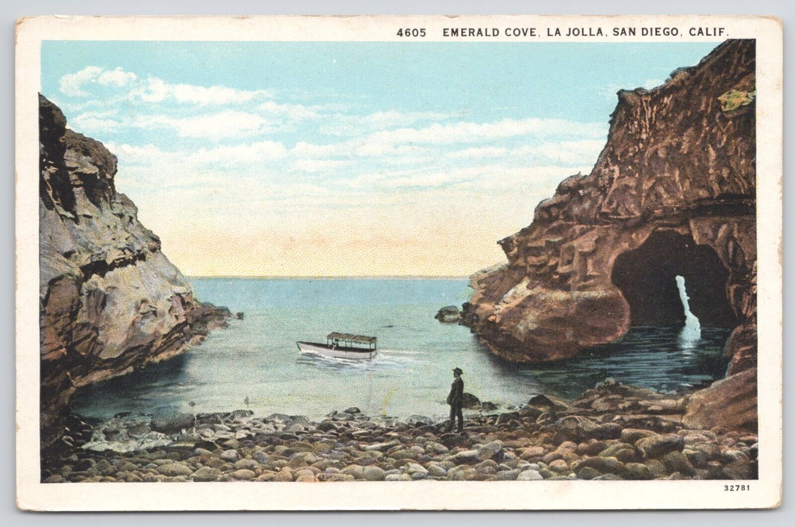 San Diego California Emerald Cove La Jolla White Border Postcard