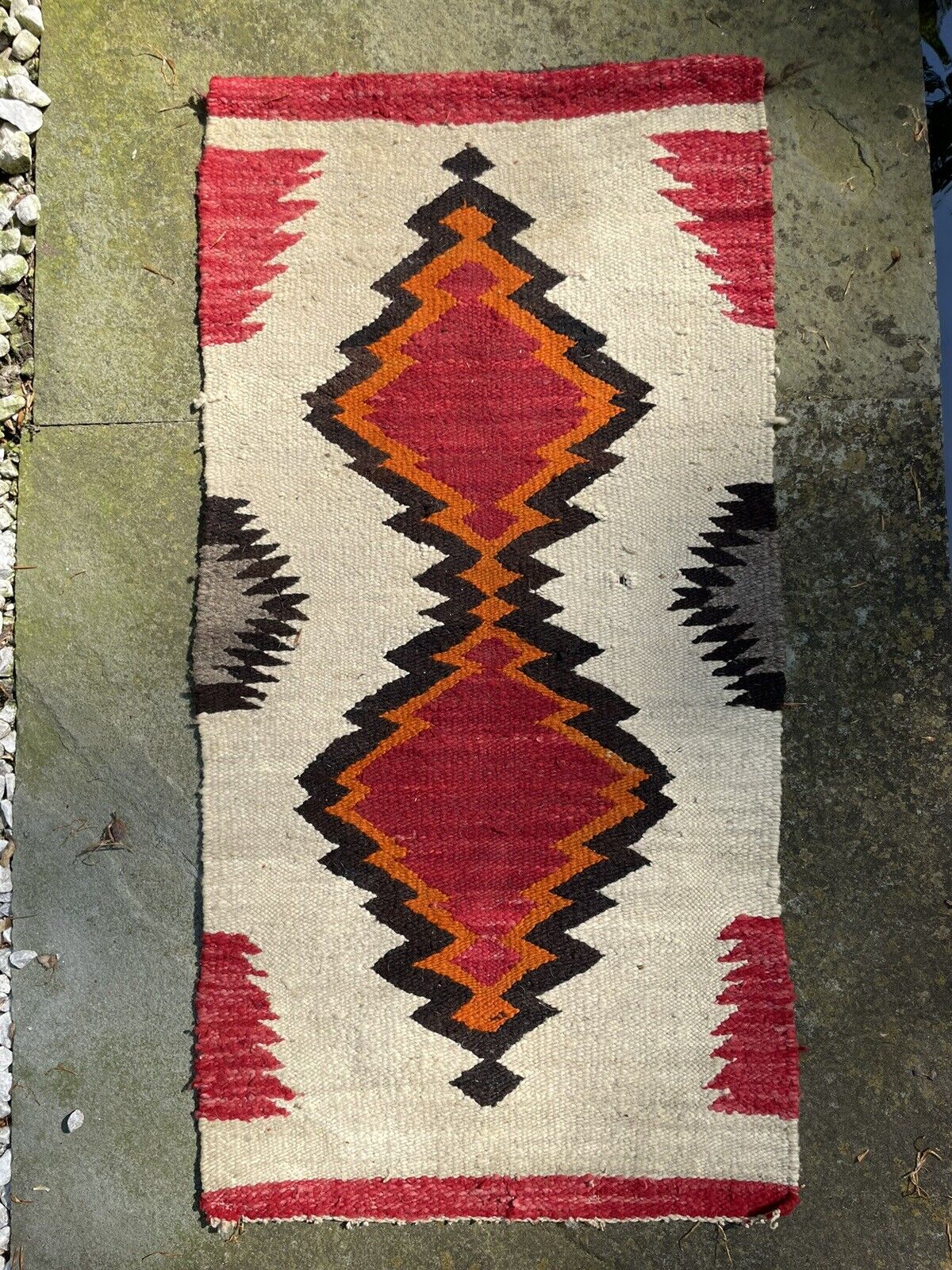 Antique Navajo Crystal Rug 1920s 18x37” Saddle Blanket RARE