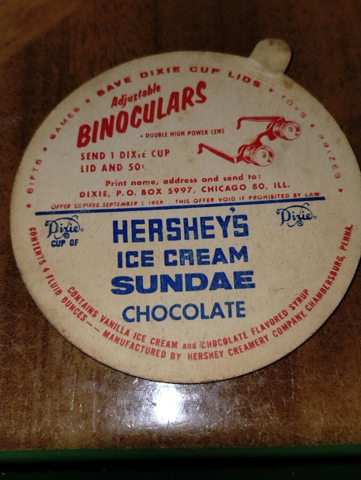 Hershey's Chocolate Ice Cream Sundae Dixie Lid
