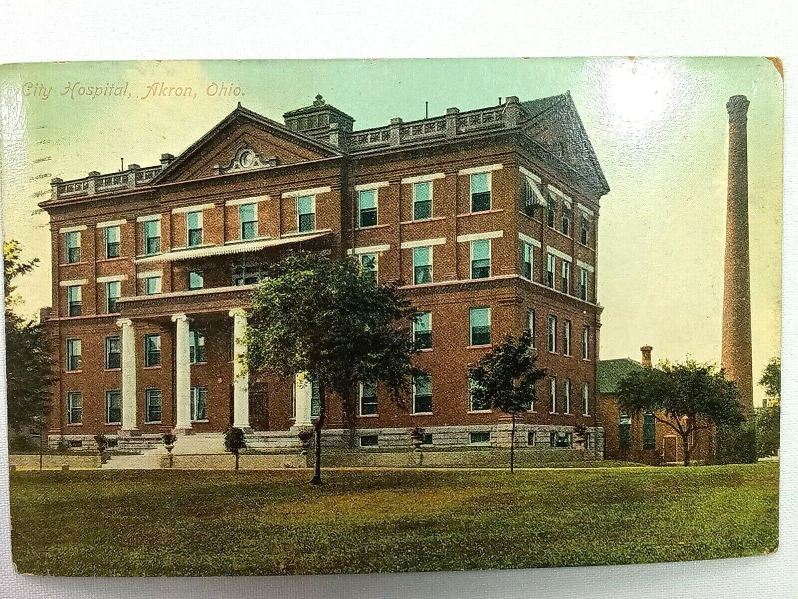 Vintage Postcard 1909 City Hospital Akron OH Ohio