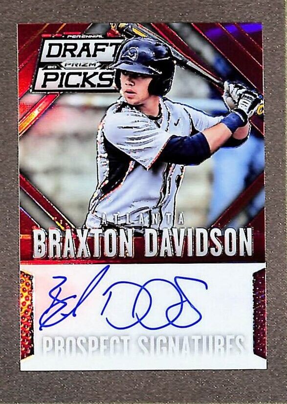 2014 Prizm Draft Picks Prospects Signatures #32 Braxton Davidson Red SP #/100