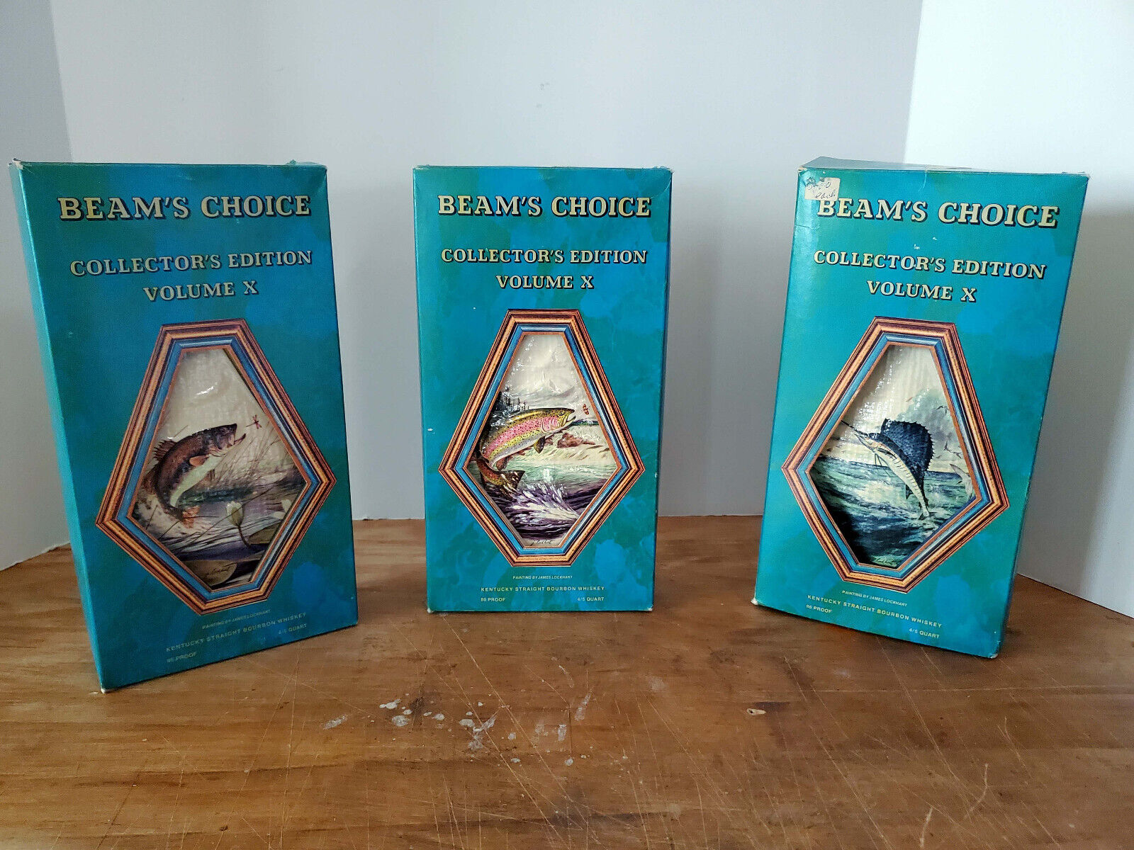 Vint. Set Beam's Choice Collectors Edition Volume X Bass, Trout, Sailfish 1975