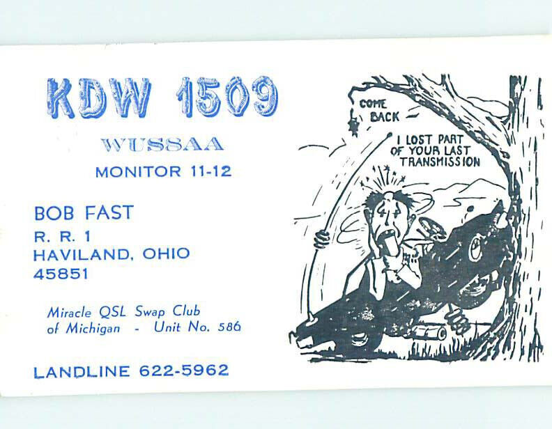 Pre-1980 RADIO CARD - Haviland - Near Fort Wayne & Lima & Muncie OH AH1511