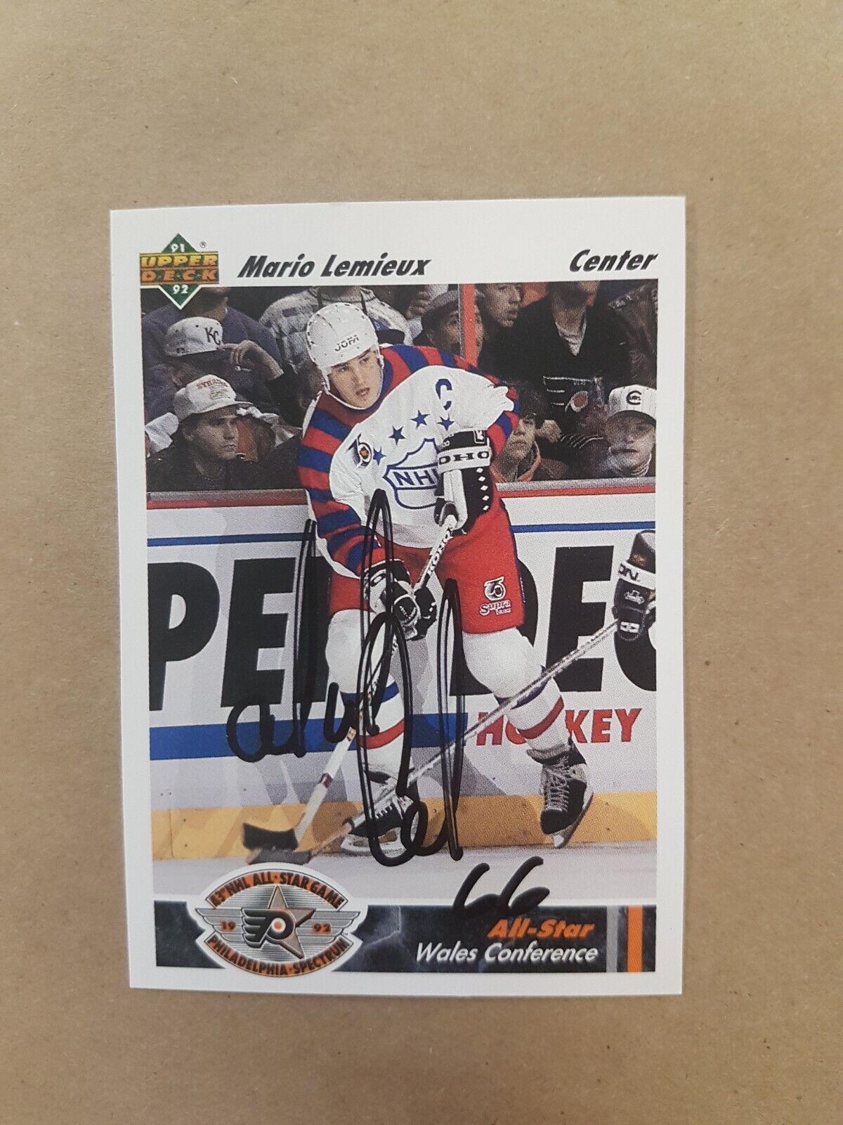 Mario Lemieux Autograph Card Signed Hockey Upper Deck 611 1992